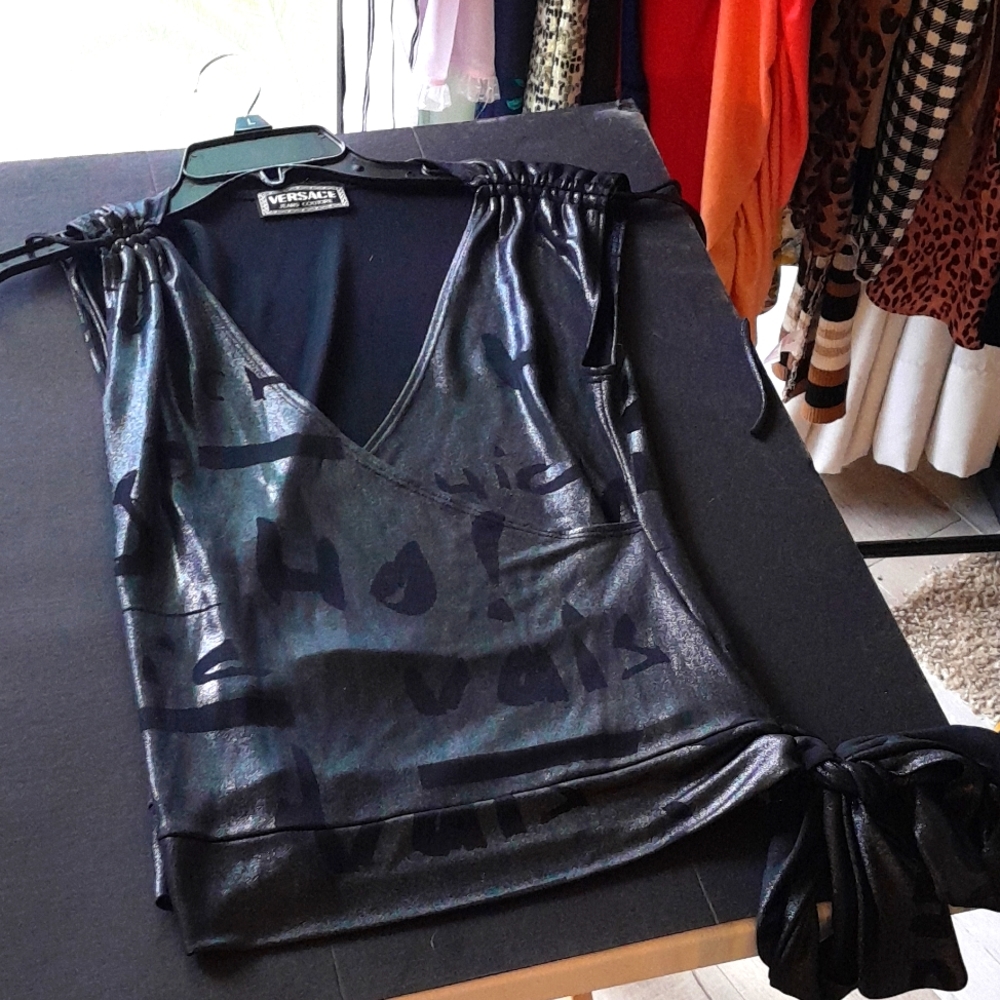 COPY - Versace Jeans Couture black metallic top fits like a medium